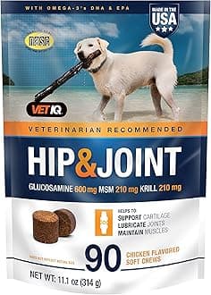 Hip & Joint Supplement for Dogs, Chicken Flavored Soft Chews, 90 Count