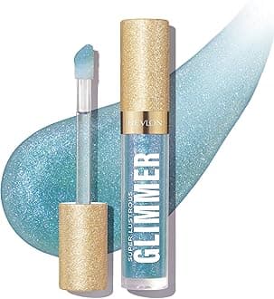 Super Lustrous Glimmer Gloss, Hydrating Lip Makeup, Non-Sticky, High-Shine Finish, Plant-Based Glitter, 010 Indigo Ice, 0.13 fl oz