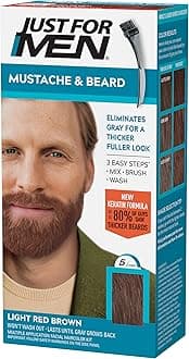 Mustache & Beard, multiple uses Beard Dye for Men with Brush, With Keratin Biotin Aloe and Coconut Oil for Healthy Facial Hair - Light Red Brown, M-27, Pack of 1 (Packaging May Vary)