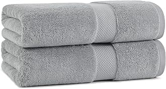 Aston & Arden Egyptian Bath Towels - (Pack of 2) Oversized Ultra Soft Thick & Absorbent, 100% Ringspun Egyptian Cotton Bathroom Towel for Spa, Hotel, 600 GSM, 30 x 54 in, Dark Grey