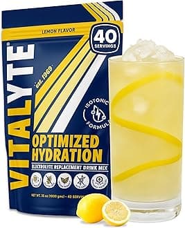 - Vitalyte Electrolyte Powder Drink Mix, Isotonic Electrolyte Hydration Mix, Gluten Free Post Workout Powder Mix, Pack of 1, 35 oz., Lemon Flavor