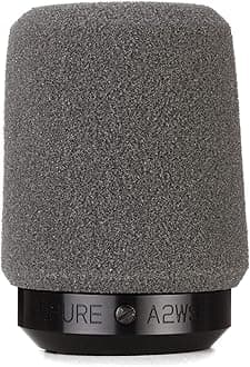 Shure A2WS Locking Microphone Windscreen - Reduces Unwanted Breath and Wind Noise, Gray - Compatible with SM57 and 545 Series Mics (A2WS-GRA)
