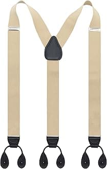 Y Back Button 1.4" Suspenders for Men with Stylish Leather Button Ends Long Lasting Stretch Ultimate Fashion