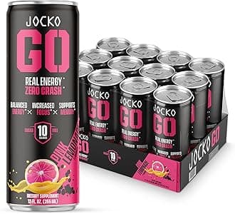 - Jocko GO Energy Drink - Keto, Vitamin B12, Vitamin B6, Electrolytes, L Theanine, Magnesium- Energy Boost, Sugar Free Nootropic Monk Fruit Blend - 12 Pack (Pink Lemonade)