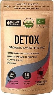 Organic Detox Blueberry Smoothie Mix with Healthy Spirulina, Atlantic Dulse and Barley Grass Juice Powder, Premium Quality Superfood