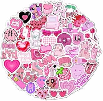 BulbaCraft 100Pcs Y2K Stickers Pink for Water Bottle and Laptop - Y2K Party Favors & Decorations, Waterproof Vinyl Decals, 2000s and Aesthetic Stickers