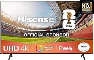 Hisense 55" 55E6QTUK 4K Ultra HD Smart TV AI TV - 4K UHD, Hi-View AI Engine, Precision Colour, AI Smooth Motion, Sports Mode with Freely, Disney +, YouTube, Netflix