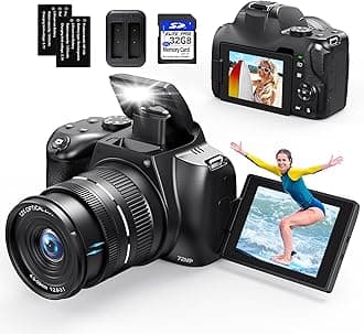 4K Digital Cameras for Photography, 12X 72MP Optical Zoom Vlogging Camera for YouTube with 270°Flip Screen, Auto Focus and Anti-Shake Cameras, Wi-Fi and 4K Camera Controlled
