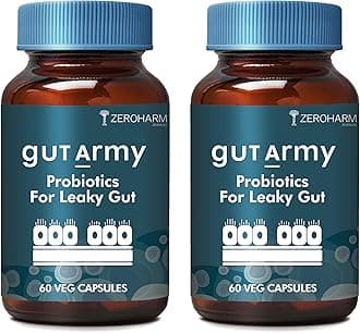 Gut Army Probiotics For Leaky Gut | Probiotics for Gut Health | Digestive Health Supplements | L Reuteri, Lactobacillus | Plant-Based Gut Cleanse & Digestion Support | 120 Veg Capsules