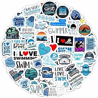 BulbaCraft Adult Swim Stickers, Swimming Stickers, Swimmer Decals, Swimmer Gifts, Swim Party Favors, Gifts for Women & Men