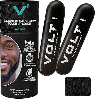 Grooming Temporary Instant Beard Color for Men, Quick Drying Plant-Based Brush On Beard, Hair, Mustache & Eyebrow Color, Safe for Sensitive Skin, Onyx Black, 2-Pack Refill, 90+ Applications