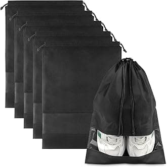 Shoe Bags for Travel, Black, 12.6" X 17.3", Black-5pack-xl