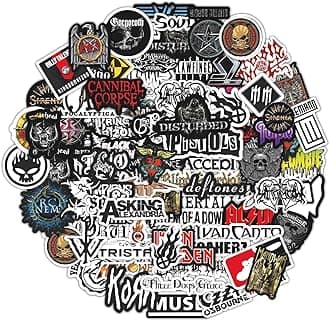 BulbaCraftBulbaCraft Legendary Rock Band Stickers – Heavy Metal Laptop Decals - Vinyl Band Stickers for Adults, Rock Stickers and Decals, Gifts for Women & Men