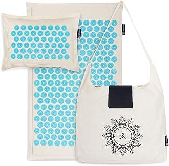 ProsourceFit Ki Acupressure Mat and Pillow Set with 100% Natural Linen for Back/Neck Pain Relief and Muscle Relaxation