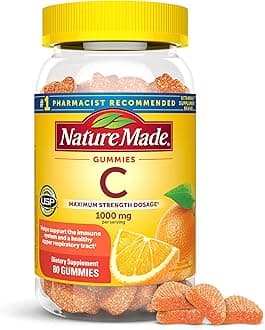 Maximum Strength Dosage Vitamin C 1000mg per Serving, Immune Support Vitamin C Gummies for Adults, 80 Gummies, 20 Day Supply