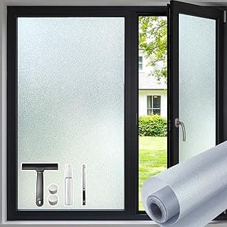 Qualsen Window Privacy Film Frosted Glass Window Film Sparkling Frosted, Static Cling Privacy Films for Bathroom, Home, Office, Kitchen and Living Room (23.6 x 78.7 inch/60 x 200 cm)