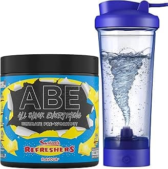 Applied NutritionBundle ABE Pre Workout 375g + Electric Shaker | All Black Everything Pre Workout Powder, Energy Drink, Physical Performance, Creatine, Beta Alanine, Caffeine (Lemon Refresh)