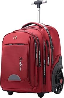 Rolling Backpack for Women, 22 Inch Backpack with Wheels for Business, College Student and Travel Commuter, Large Backpack on Wheels for Work (red)
