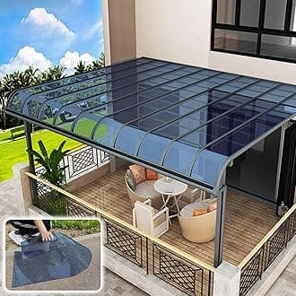 Transparent Polycarbonate Roofing Sheet, Outdoor Patio Greenhouse Panels, UV Rain Protection Rain Pergola Roof Panels, for Patios, Partitions, Etc, Roof(Blue,2.95x 16.4ft)