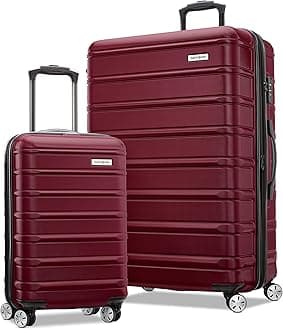 Samsonite Omni 2 Hardside 2 Piece Set - Includes Global Carry-On & Large Checked Suitcases - 360° Dual Spinner Wheels - Integrated TSA Lock & Expansion - Amazon Exclusive - Merlot