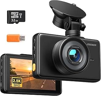 iZEEKER 2.5K Dash Cam, 1440P QHD Car Camera with Free 32GB Card, 3" IPS Display, Night Vision, WDR, 170°Wide Angle, Loop Recording, G-Sensor Emergency Recording, 24H Parking Mode, Type C