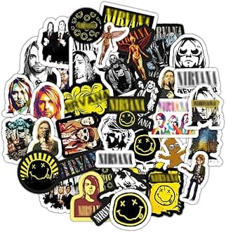 BulbaCraft 35 Pcs Stickers Grunge Band Stickers, Alternative Rock Band Stickers, Vinyl Waterproof Stickers for Water Bottle, Decal Stickers for Laptop