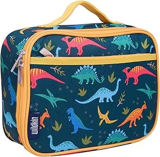 Wildkin Kids Insulated Lunch Box Bag for Boys and Girls, Perfect Size for Packing Hot or Cold Snacks for School and Travel, Measures 9.75 x 7 x 3.25 Inches, BPA-Free, Olive Kids (Jurassic Dinosaurs)