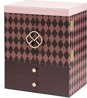 Vlando Large Jewelry Box,Huge jewellery organizer for Women Girls, Brown