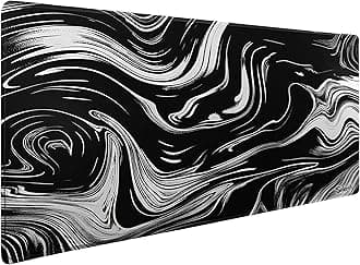 Large Waterproof Gaming Mouse Pad, Thick (4mm) |35.5x16x0.16 |Stitched Edges, Control and Speed, Anime Extended Keyboard XL Black and White Desk Mat with Rubber Base 900х400mm (Picaso Black White).