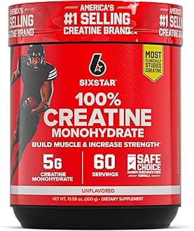 Six Star 100% Creatine Monohydrate Powder - Unflavored Micronized Creatine Monohydrate Supplement for Workout Performance, Muscle Building & Strength - Creatine Powder for Women & Men - 60 Servings