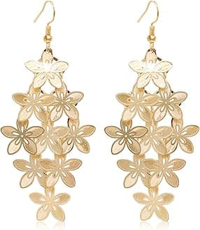 Dangle Earrings for Women Handmade Boho Super Lightweight Chandelier Dangle Drop Earring Gold Silver Plated