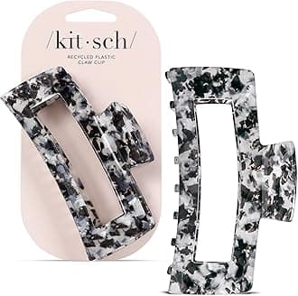 Kitsch Jumbo Open Shape Claw Clips, Hair Clips for women, for Updos (Black)