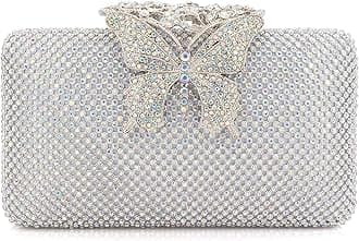 Dexmay Rhinestone Clutch Bag with Crystal Butterfly Clasp Women Evening Handbag Formal Party Purse