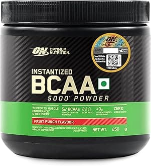 Optimum Nutrition BCAA, 5g BCAAs in 2:1:1 Ratio, 30 servings, For Muscle Recovery & Endurance, Intra workout, Informed Choice certified (250gm, Fruit Punch)