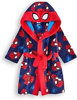 Marvel Spider-Man Dressing Gown For Boys | Kids Superhero Blue Red Pajamas Bathrobe | Comics Robe Clothing