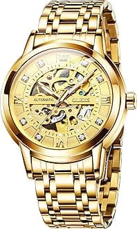 – OUPINKE Men's Automatic Mechanical Watches Luxury Business Dress Self Winding Tourbillon Multifunction Calendar Date Luminous Waterproof Luxury Dress Wrist Watches