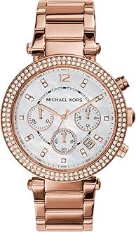 Michael Kors Parker Watch for Women, Quartz Chronograph Movement with Stainless Steel or PVC Strap