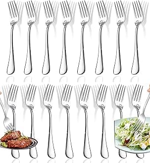 16 Pcs Dinner Forks, Top Food Grade Stainless Steel Forks Silverware Set, 8 I...