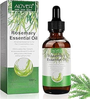 Rosemary Essential Oil (2 Fl Oz) for Hair Growth Serum, Pure Organic for Dry Damaged Hair, Scalp Treatment