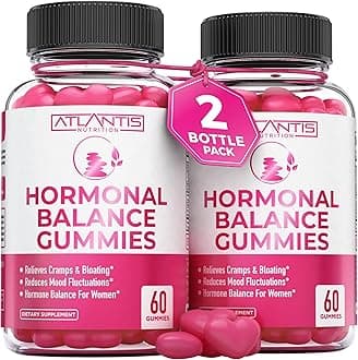 Hormonal Balance For Women & PMS Relief Gummies 2-Pack - Alleviates Cramps, Bloating, Mood Swings, Hot Flashes & Night Sweats - Formulated With Cranberry, Dong Quai & Chasteberry - 120 Gummies