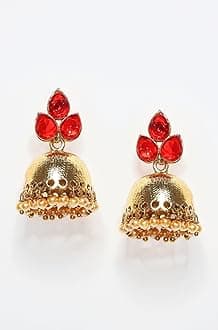 Jhumki Earrings for Women (Red)(ZPFK6426)