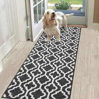 SHACOS Hallway Runner Rug Non Slip 60 x 180 cm Washable Hallway Hall Runners Narrow Rug Floor Carpet Runner for Hallwa Entryway Kitchen, Black