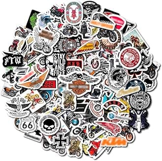 BulbaCraft 179 Pcs Motorcycle Stickers - Strong Adhesive & Waterproof Stickers for Adults, Small Stickers, Gifts for Men Vinyl Stickers