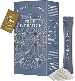 Ancient + Brave True Hydration - Electrolyte Powder 15 x 6g Sachets - Magnesium, Potassium, Chromium - Coconut Water Blend for Morning Replenishment, Post Workout Recovery - Vegan, Natural Flavor