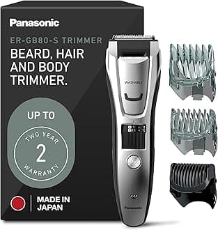 Multi-Groomer Electric Beard Trimmer for Men, Men’s Trimmer for Beard, Hair and Body, 39 Trim Length Settings with 3 Attachments, Corded/Cordless Operation – ER-GB80-S (Silver)