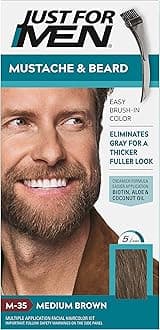 JUST FOR MEN Color Gel Mustache & Beard M-35 Medium Brown 1 ea (Pack of 12)
