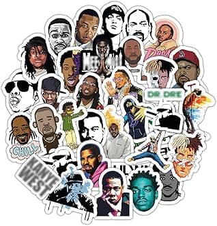 BulbaCraft Rapper Stickers, Rap Stickers Rap Toys, Rap Accessories - Hip Hop Stickers, 90s Hip Hop, 2000s Hip Hop - Music Stickers for Water Bottle - Singer Stickers, Celebrity Stickers