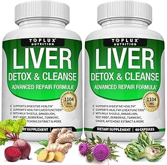 Liver Cleanse Detox & Repair Formula Liver Detox Supplement – Milk Thistle with Dandelion, Artichoke, Turmeric, Beet Root, Turmeric & More for Natural Fast Herbal Cleansing Non-gmo Vegan 60 Capsules