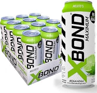 XBOND Maximum Recovery Mojito Expanded Maximum Amino Drink - BCAA + EAA Electrolytes Drink - 16 fl oz (473 ml) - 8g BCAA/EAA, Sugar Free 34 Calories, 60mg Caffeine Pack of 12