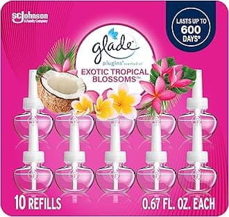 PlugIns Refills Air Freshener, Scented and Essential Oils for Home and Bathroom, Exotic Tropical Blossoms, 6.7 Fl Oz, 10 Count